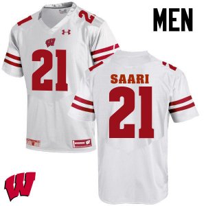 Men's Wisconsin Badgers NCAA #21 Mark Saari White Authentic Under Armour Stitched College Football Jersey QB31T54RN